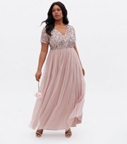 Maya Curves Pink Sequin Maxi Dress